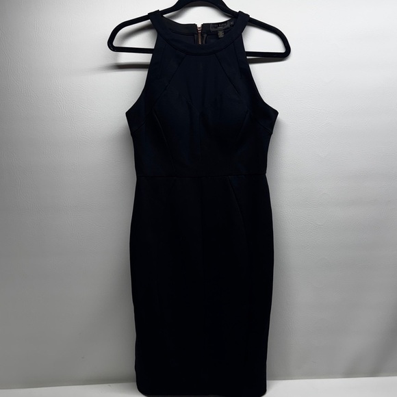 Ted Baker Sheer Panel Sleeveless Back Zip Bodycon Little Black Dress Sz 2 - Picture 1 of 12